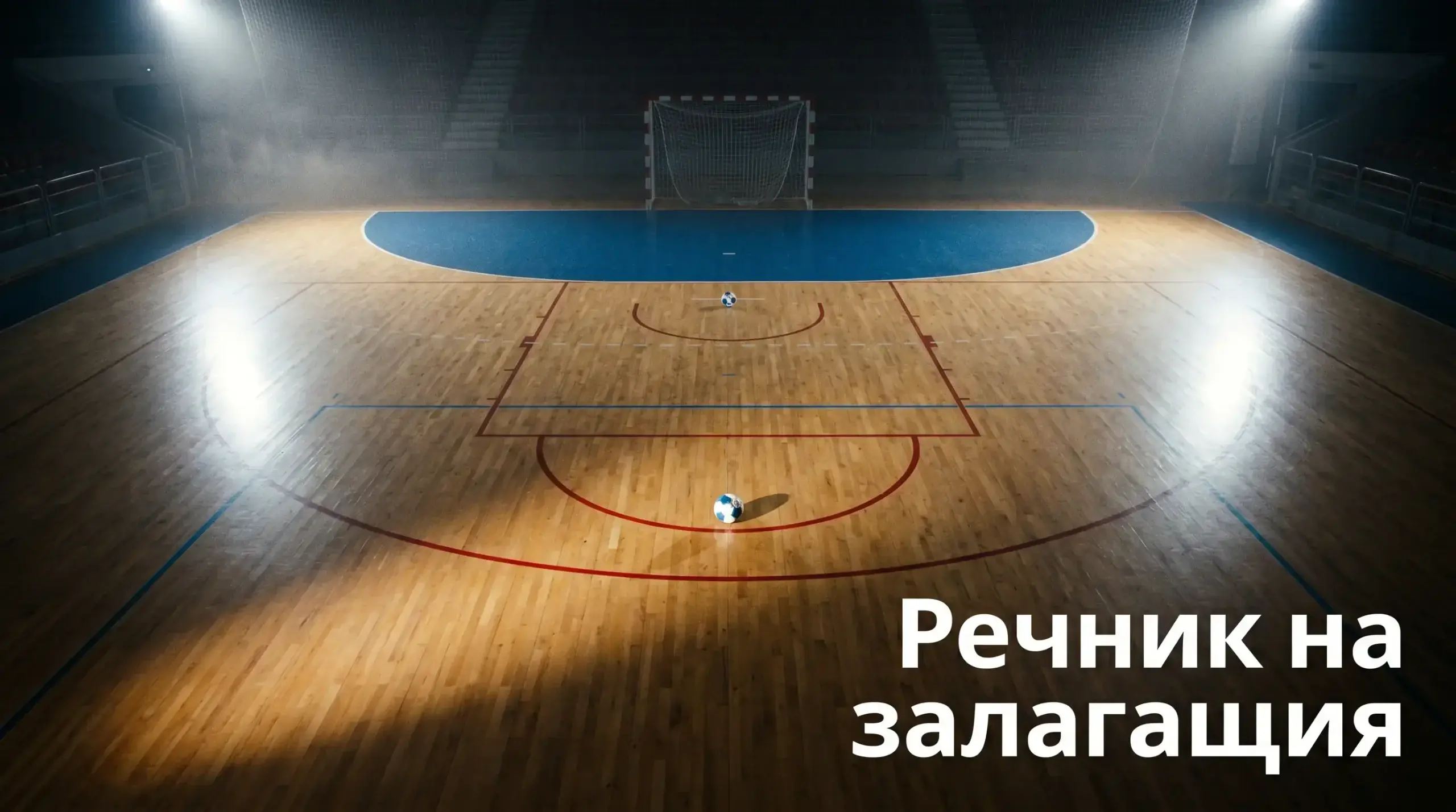 Хандбален терен със схема на позициите на играчите